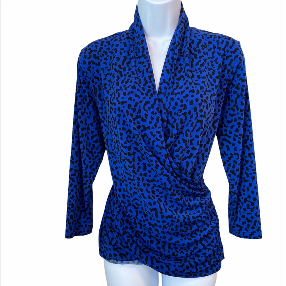 CHAUS New York wrap Cheetah print Top